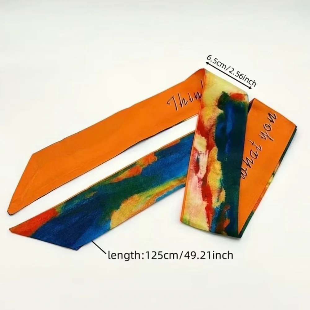 Set of 6 Abstract Oil Painting Art Print Twilly Scarves Silk Twillies